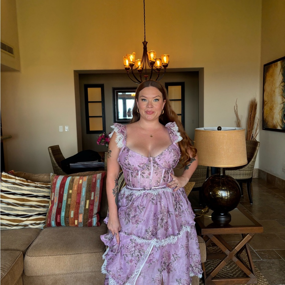 V. Chapman Lilac Floral Wedding Dress
